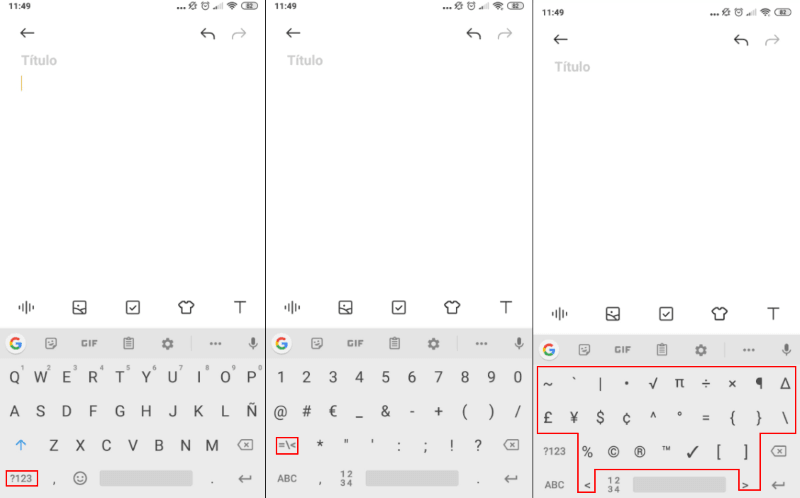 Cómo escribir caracteres especiales en Android ID 893