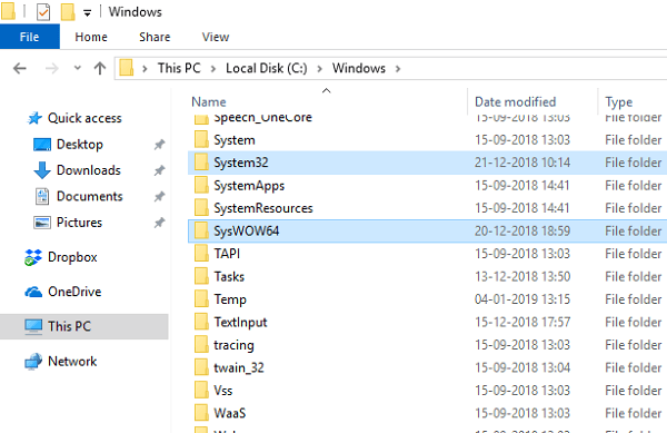 System 32 SysWOW64 Folder in Windows