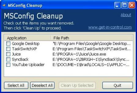 MSConfig Cleanup, elimina programas del incio de Windows